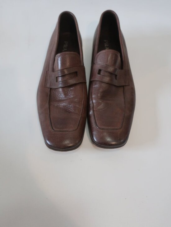 Mens Prada Dark Brown Leather Slip On Loafers 11 main image 9